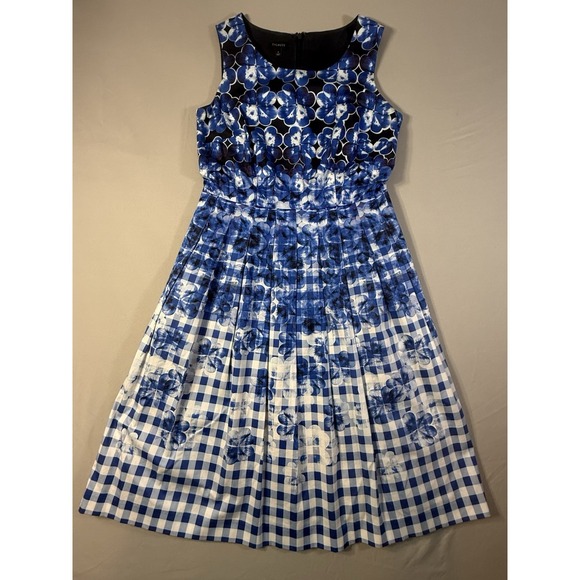 Talbots Dresses & Skirts - Talbots Women's Sleeveless Knee Length Blue/White Checked Dress Size 2